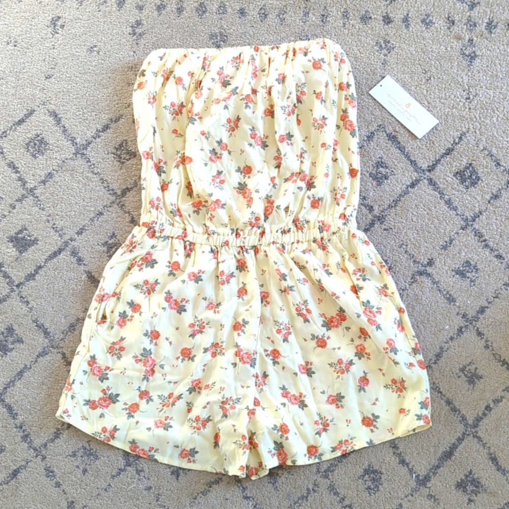 Spiritual Gangster yellow floral halter romper
